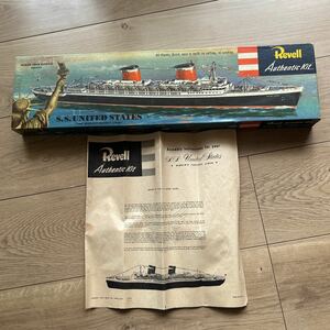 Revell S.S.United States スケール不詳、箱長さ51cm(箱に切れ、汚れ無し):袋も切れ無し、画像で容認の方のみ。