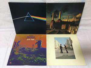 ○P384○LP レコード Pink Floyd ピンクフロイド 4枚まとめ THE DARK SIDE OF THE MOON ポスター・カード付/ANIMALS/MORE/炎