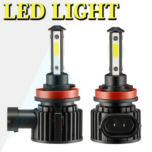 送料込..4面発光 LEDフォグランプ・ヘッドライト H7/H8/H11/H16JP/HB3/HB4 2個入 超簡単取付 6500K F8 IP67 COBチップ搭載 8000LM