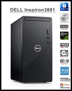 ★DELL Inspiron3881/Win11Pro/i7-10700 8コア/RAM 32GB/新品 NVMe SSD 1TB/新品 HDD 4TB/GTX1060 6GB/WiFi6/Blu-ray/USB3.2/Office2021★