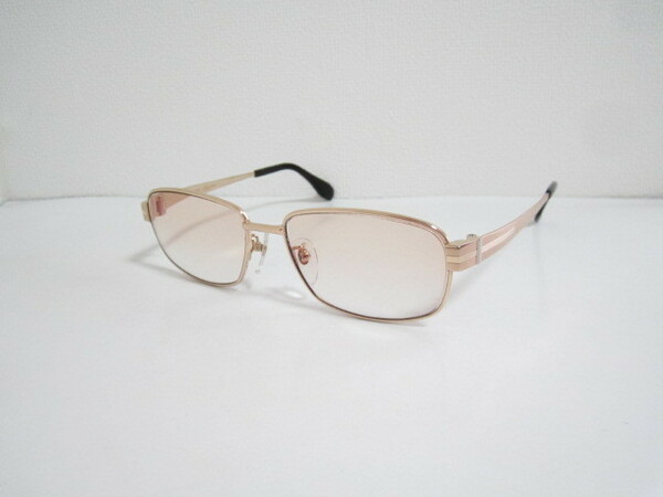 籠◆HAMAMOTO　HT-7008　F:Ti　T:B Ti　国産　日本製　ハマモト　スクエア型　パッションゴールド系　眼鏡　程度良品