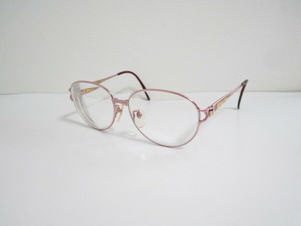 01A◆極上　美品　Yves Saint Laurent　Paris　Ti-P　30-6650　イヴサンローラン　ボストン型　メタリックピンクｘレッド系　眼鏡