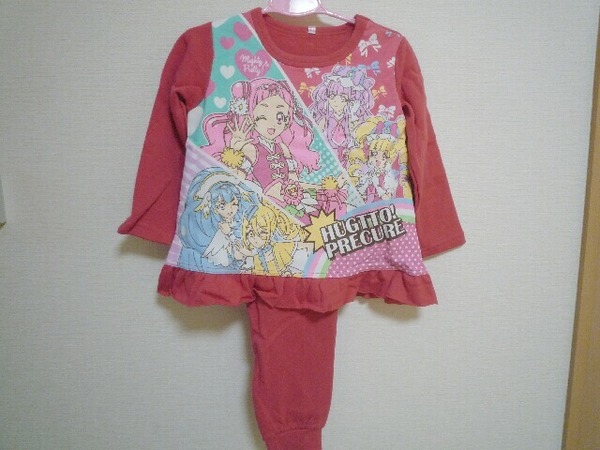 送料無料 HUGっと!プリキュア 光るパジャマDX 裏起毛 レッド 110cm 新品 B