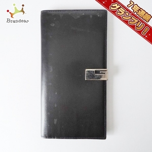 グッチ GUCCI 長財布 - レザー×金属素材 黒×シルバー 財布