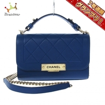 シャネル CHANEL ショルダーバッグ A93701 クリックラベル カーフスキン ブルー レディース シルバー金具 23番台 バッグ_画像1