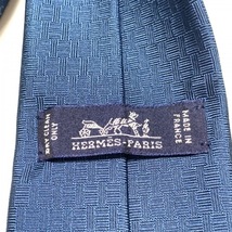 エルメス HERMES クラヴァット ソリッドタイ シルク ブルー メンズ フェール ア シュヴァル 新品同様 ネクタイ_画像3