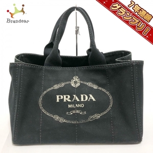 プラダ PRADA トートバッグ CANAPA キャンバス 黒×アイボリー バッグ