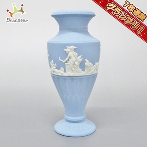 ウェッジウッド WEDG WOOD ジャスパー 陶器 ブルー×白 花瓶 美品 小物