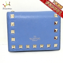 バレンチノガラバーニ VALENTINOGARAVANI 2つ折り財布 RW2P0P39BOL ロックスタッズ レザー ブルー 財布_画像1