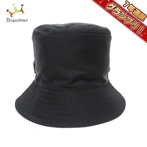 プラダ PRADA ハット L バケットハット ナイロン 黒 サイズ:L 美品 帽子