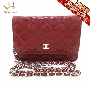 シャネル CHANEL AP1649/B03847/N8409 マトラッセ キャビアスキン ボルドー チェーンウォレット/シルバー金具 30番台 財布