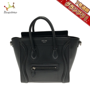 セリーヌ CELINE ハンドバッグ 168243DRU.38NO ラゲージナノショッパー ドラムドカーフスキン 黒 バッグ