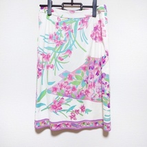レオナール LEONARD スカート サイズ40 M - 白×ピンク×マルチ レディース ひざ丈/花柄 ボトムス_画像2