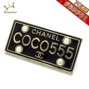 シャネル CHANEL ブローチ ココマーク 金属素材 黒×ゴールド×アイボリー COCO555/パール/ピンブローチ B17C アクセサリー（他）