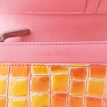 コッコフィオーレ COCCO FIORE 2つ折り財布 - エナメル（レザー） オレンジ×ライトブラウン 型押し加工/ハート/ラインストーン 財布_画像5