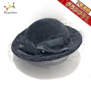 ヴォーグ VOGUE ハット - ウール×化学繊維 黒 リボン/パール 帽子