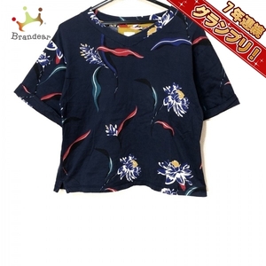 ポールスミス PaulSmith 半袖Tシャツ サイズM - ネイビー×黒×マルチ レディース Vネック/花柄 トップス