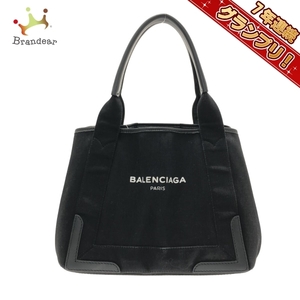 バレンシアガ BALENCIAGA トートバッグ 339933 ネイビーカバS キャンバス×レザー 黒 バッグ