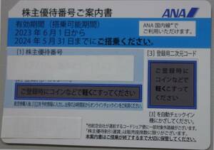 ANA 全日空 株主優待券（2024年5月31日までのご搭乗）1枚 コード通知のみの場合 送料無料 　*1枚の価格です。-②
