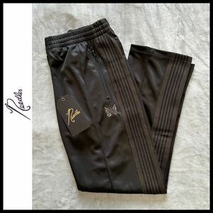 1円~【新品】Needles トラックパンツ track pants ニードルス M ブラック BLACK / DARK BROWN ネペンテス Poly Smooth ナロー