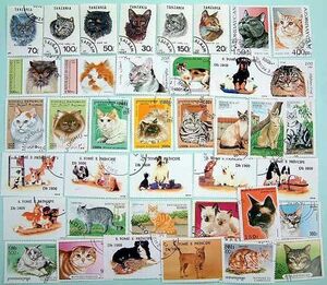 ◇ ねこ 世界の ネコ の 切手 猫 cat スタンプ 約100枚 ◇ 大幅値下げ-再入荷
