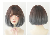 レディースおしゃれ ウィッグ ボブ ショート かつら フルウィッグ wig ストレート ぱっつん前髪 小顔 可愛い 自然 耐熱 通気性　k433_画像4