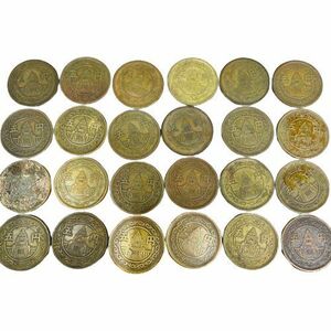 【穴なし 五円 おまとめ】黄銅 日本 古銭 24枚 大量 コレクション アンティーク 硬貨★