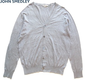 極上イングランド製!!ジョンスメドレー JOHN SMEDLEY*シーアイランドコットンニットカーディガン L グレー 英国製