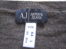 美品チュニジア製!!アルマーニジーンズ ARMANI JEANS*Uネック アルパカウールニットセーター 44 実寸S ダークブラウン ジョルジオ_画像4