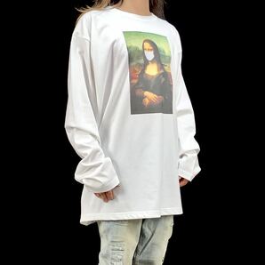 新品 未使用 モナリザ マスク ダヴィンチ 絵画 アート パロディ 大きい オーバー サイズ ビッグ ロンT 長袖 Tシャツ ユニセックス 4XL(5L)