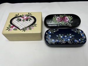  handicrafts supplies 82 * tolepainting * hand made * small box / glasses case 2 piece together handcraft storage BOX