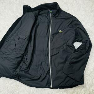 美品 LACOSTE ラコステ ブルゾン 50 2XL ( 3L ) 相当 XL メンズ ブラック 黒 フライトジャケット ジャケット 中綿 大きいサイズ