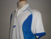 BUTTERFLY　バタフライ　アーカンヘルシャツ　半袖ジップアップシャツ　卓球ピンポン　O　白水色　品番４２０６０_画像3