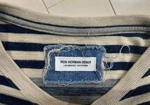 RON HERMAN DENIM ロンハーマン デニム　インディゴボーダー星条旗柄ニット混　カットソー　長袖　サイズL　シャツ_画像5