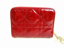 【未使用保管品】 クリスチャン ディオール Christian Dior Lady Dior パテントカーフスキン ジップコインケース 小銭入れ_画像2