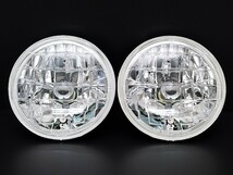 丸目2灯式ヘッドライト サンバー 2個セット ガラス製 セミシールドビーム 2灯丸型 LED ポジション付 汎用_画像4