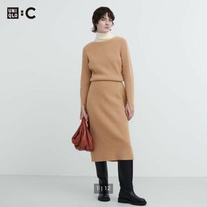 新品タグ付き　UNIQLO ユニクロ　ボートネックニットワンピース（長袖）