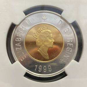 １円スタート! カナダ ヌナブト 2ドル 1999年 銀貨 金メッキ プルーフ・NGC PF65 ULTRA CAMEO・アンティーク コイン