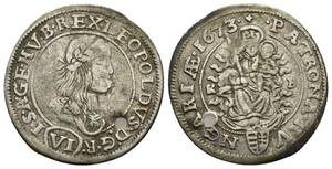 １円スタート! ・ハンガリー・レオポルト1世 6クロイツァー (1673年) 銀貨 ・アンティーク コイン