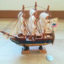 船置物　木製船模型　帆船模型　オブジェ　アンティーク_画像1