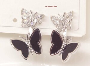 18K RGP platinum diamond CZ butterfly . earrings yp4976