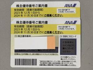 ANA株主優待券２枚 ※番号通知のみ　有効期限2024年11月30日