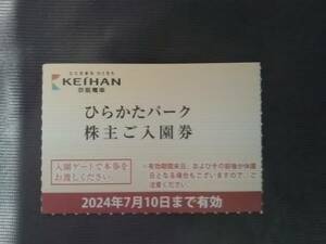 ★☆送料６２円～★複数対応★ひらかたパーク　株主ご入園券★京阪ホールディングス　京阪グループ　京阪電気鉄道★優待　株主☆★