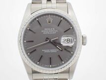 OH済 美品 ROLEX ロレックス 16220 DATE JUST デイトジャスト X番 グレー文字盤 自動巻き 研磨済 腕時計 箱 ケース_画像1