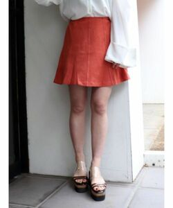 【未使用タグ付】MURUA フェイクスウェード フレアミニスカート FREEサイズ ムルーア オレンジ Aライン