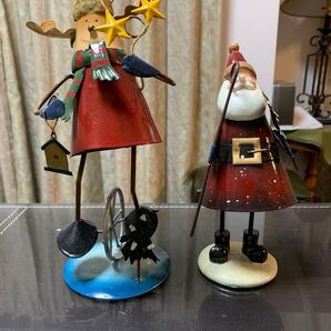 サンタクロースとトナカイのボビング人形