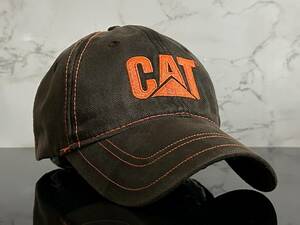 【未使用品】31B★Caterpillar CAT キャタピラー キャップ 帽子 クールなブラウンのコーティング素材にライトオレンジロゴ《FREEサイズ》
