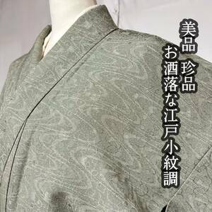 ●きもの翠● 美品 珍品 江戸小紋調 付下げ訪問着 お洒落 上品 落ち着いた色味 正絹 和装 和服 着物 #Y414