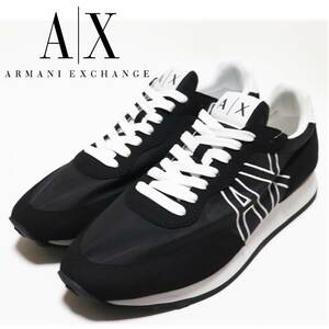 《A|X ARMANI EXCHANGE アルマーニ エクスチェンジ》新品 軽量 異素材切替 ビッグAXロゴ刺繍 ローカット スニーカー UK9(28cm)A9073