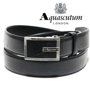 《Aquascutum アクアスキュータム》新品 上質鹿革使用 穴無し スライド式 レザーベルト サイズ調整可 ビジネス プレゼント A9241